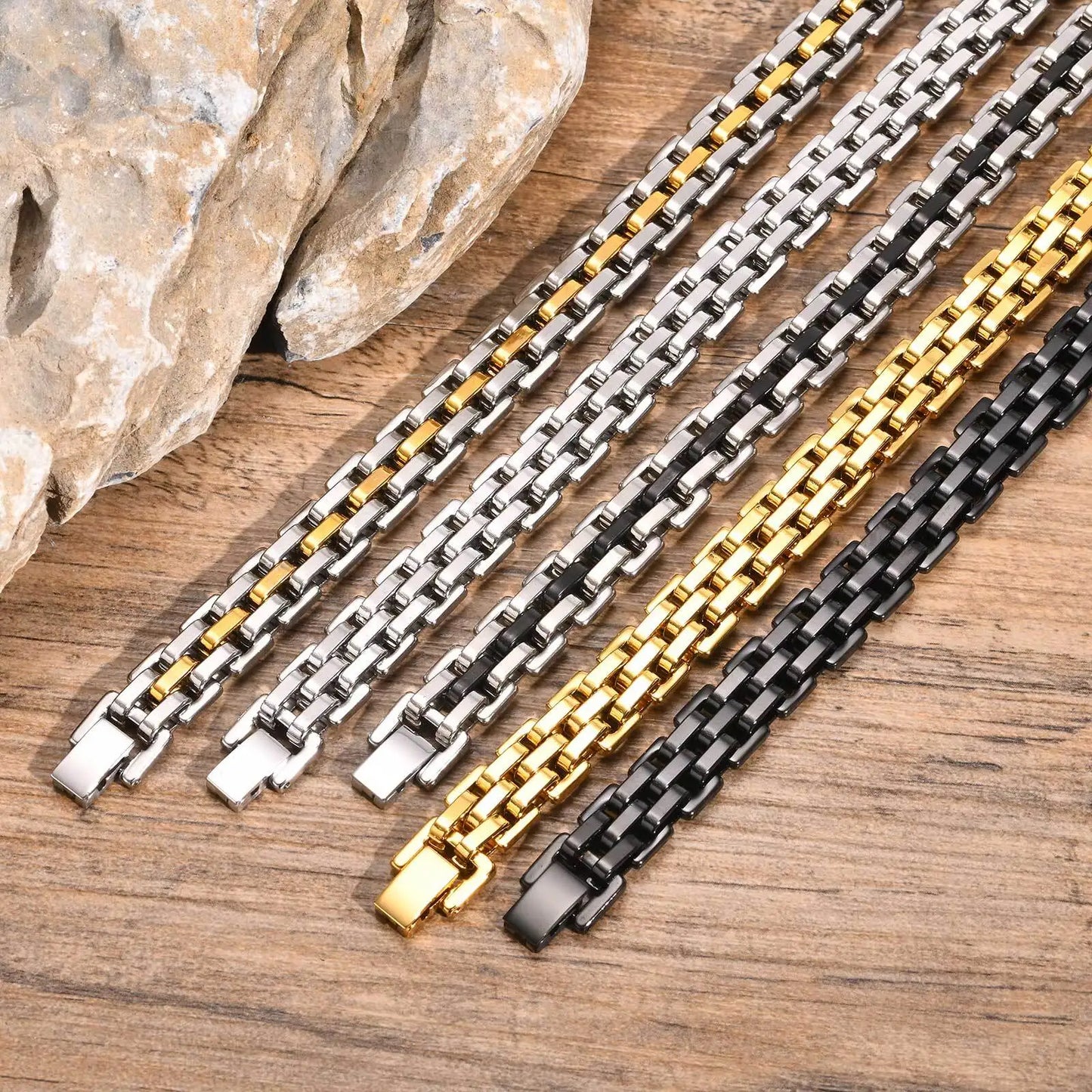 Two-Tone Stainless Steel Men’s Bracelet