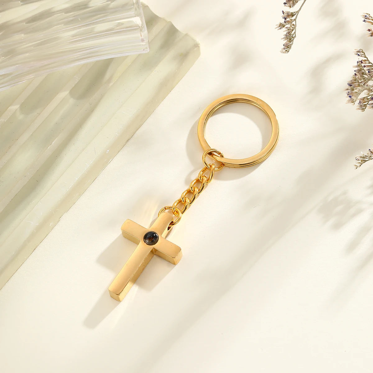 Customized Photo Projection Cross Keychain