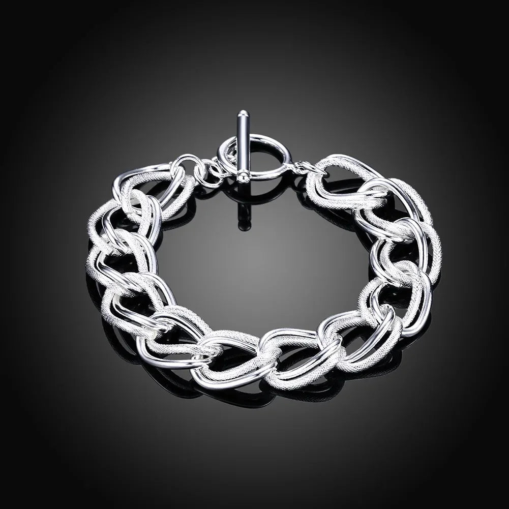 Fine 925 Sterling Silver Solid Chain Bracelet