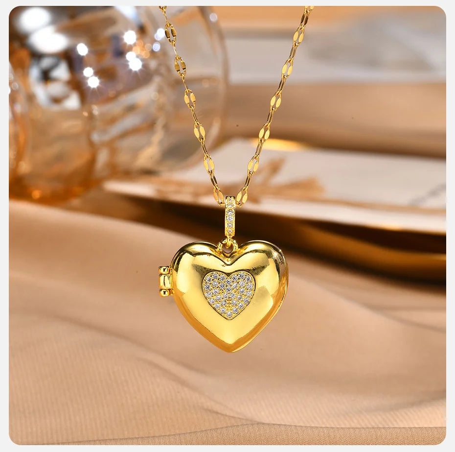 Stainless Steel Chain Heart Picture Custom Pendent Necklace