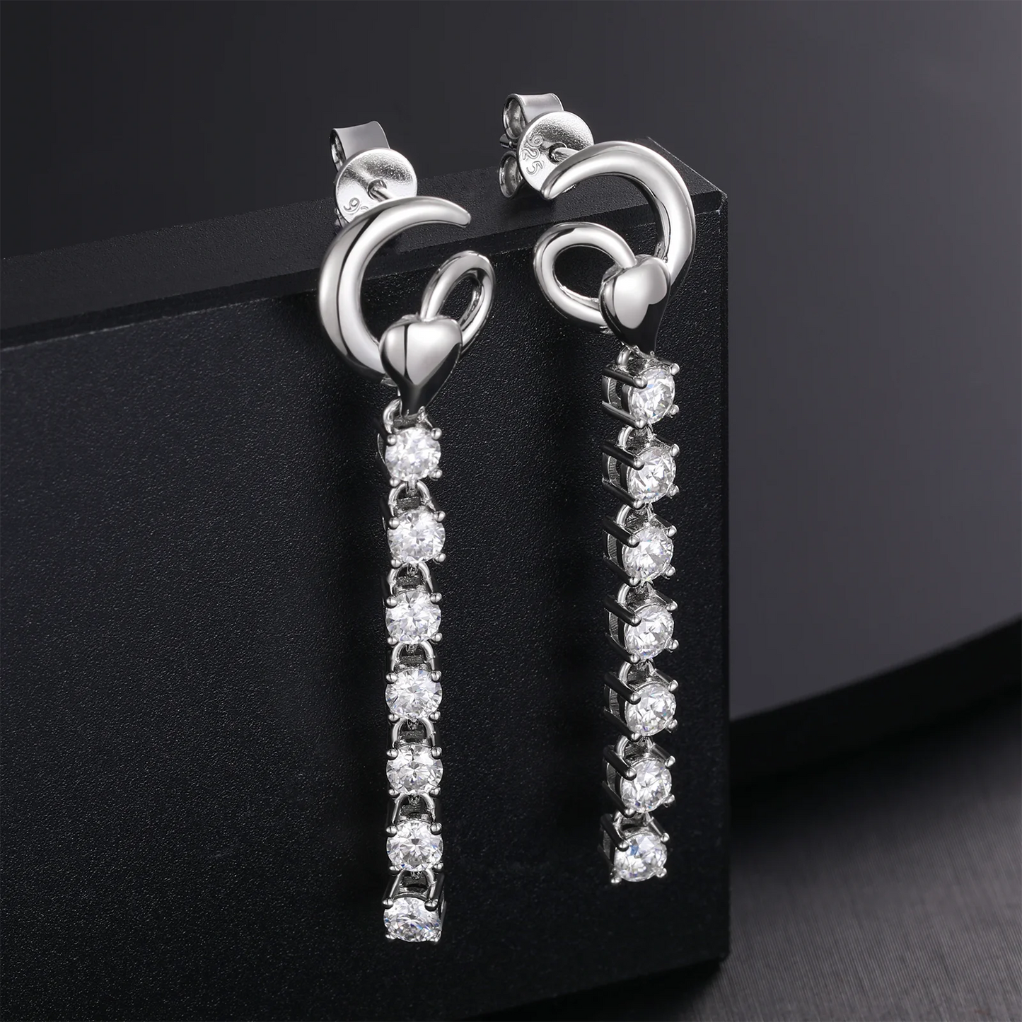 Moissanite Skeleton Cross Earrings