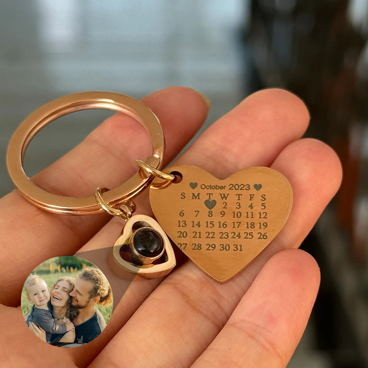 Personalized Heart Photo Projection Keychain