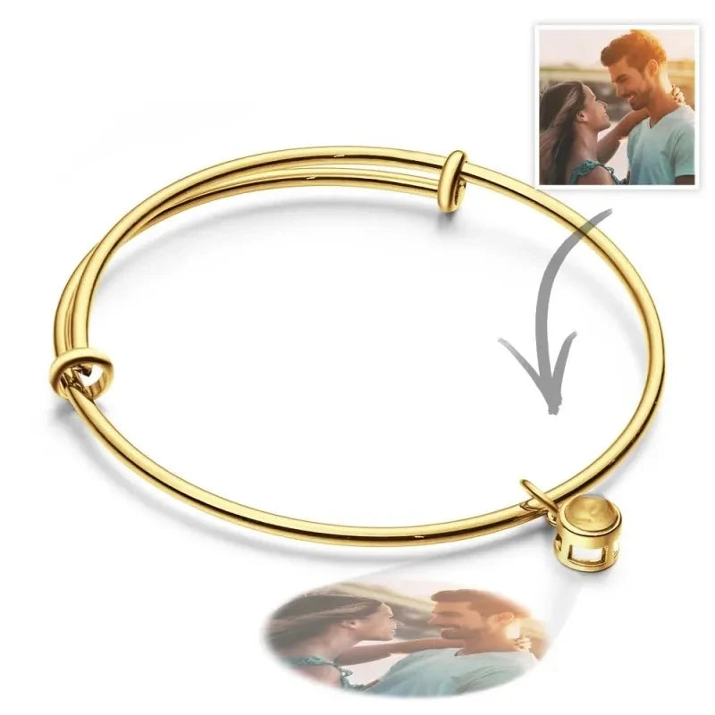 Customized Photo Projection Bracelets For Women Personalized Couple Bangles
