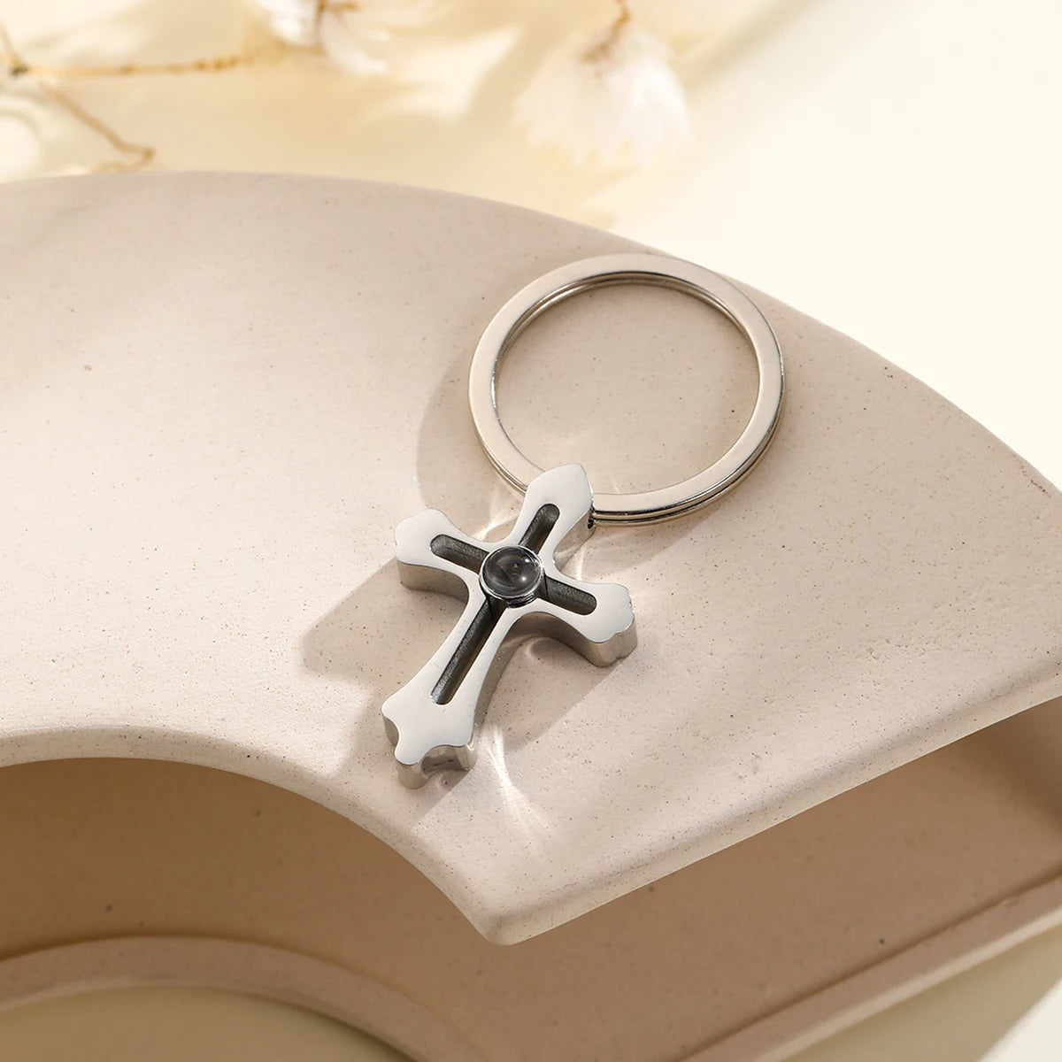 Customized Photo Projection Cross Keychain