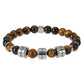 Personalized Tiger Eye Beaded Bracelet – Custom Engraved Stainless Steel Name Jewelry