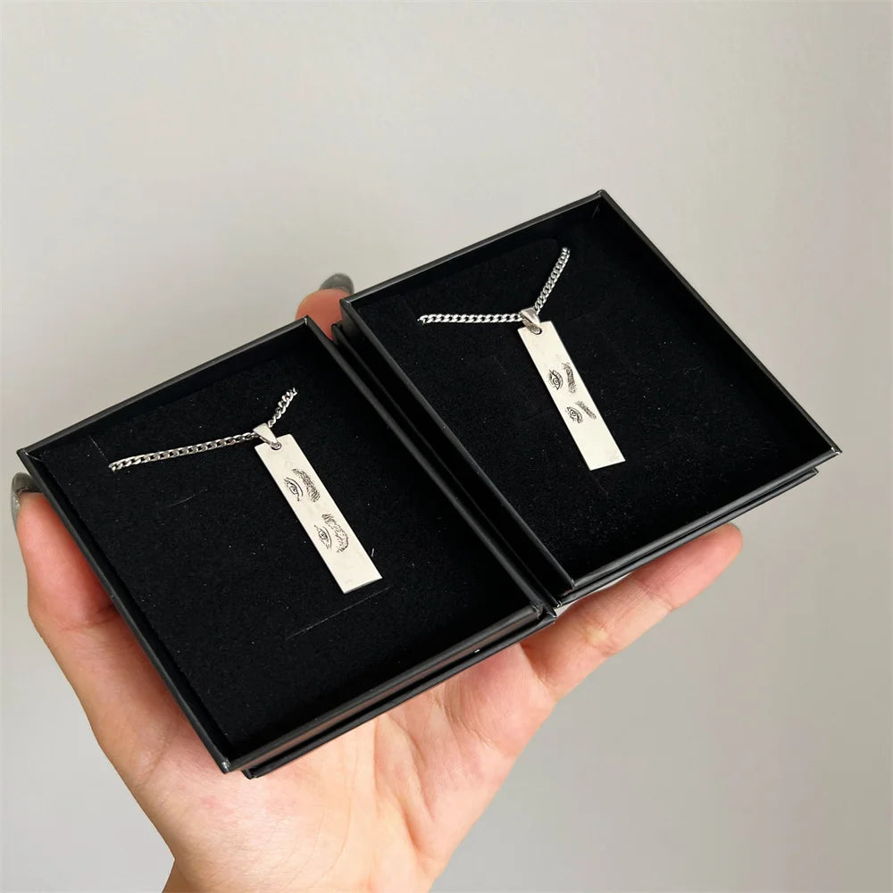 Personalized Eyes Engraved Necklace