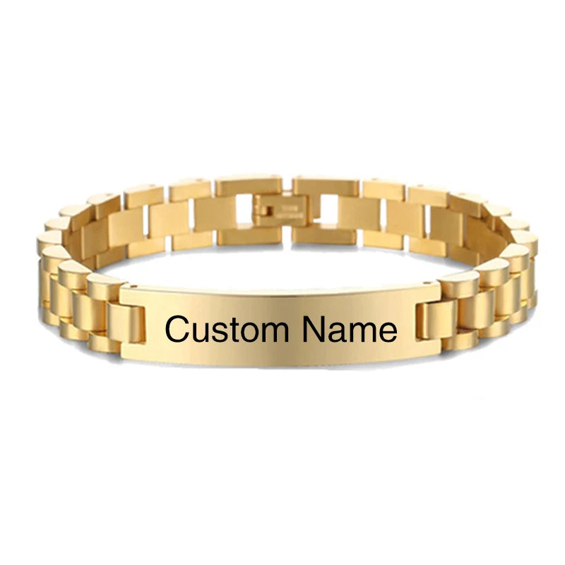 Gold Stainless Steel Mens ID Bracelets