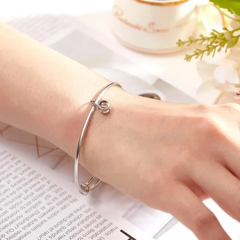 Customized Photo Projection Bracelets For Women Personalized Couple Bangles