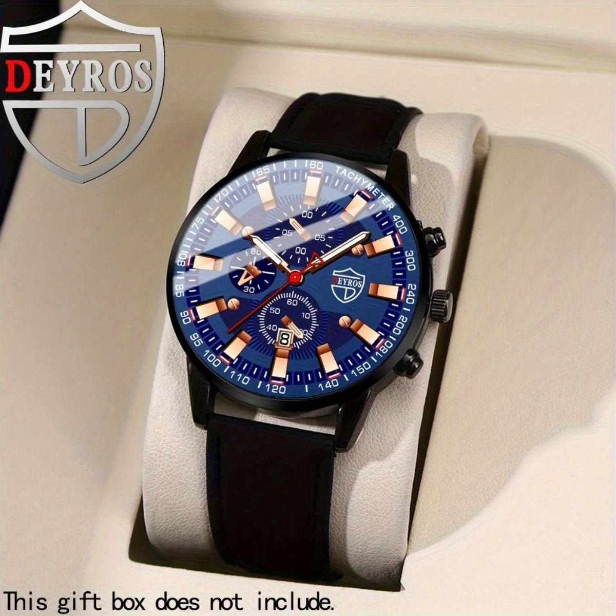 4-Piece Men’s Quartz Watch Set with PU Leather Straps