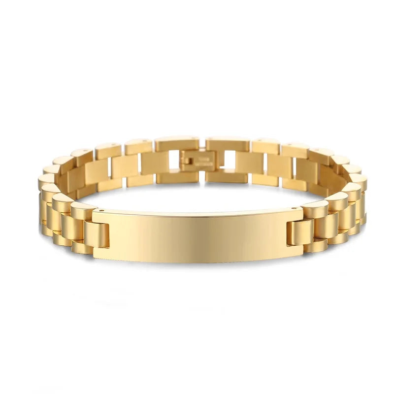 Gold Stainless Steel Mens ID Bracelets