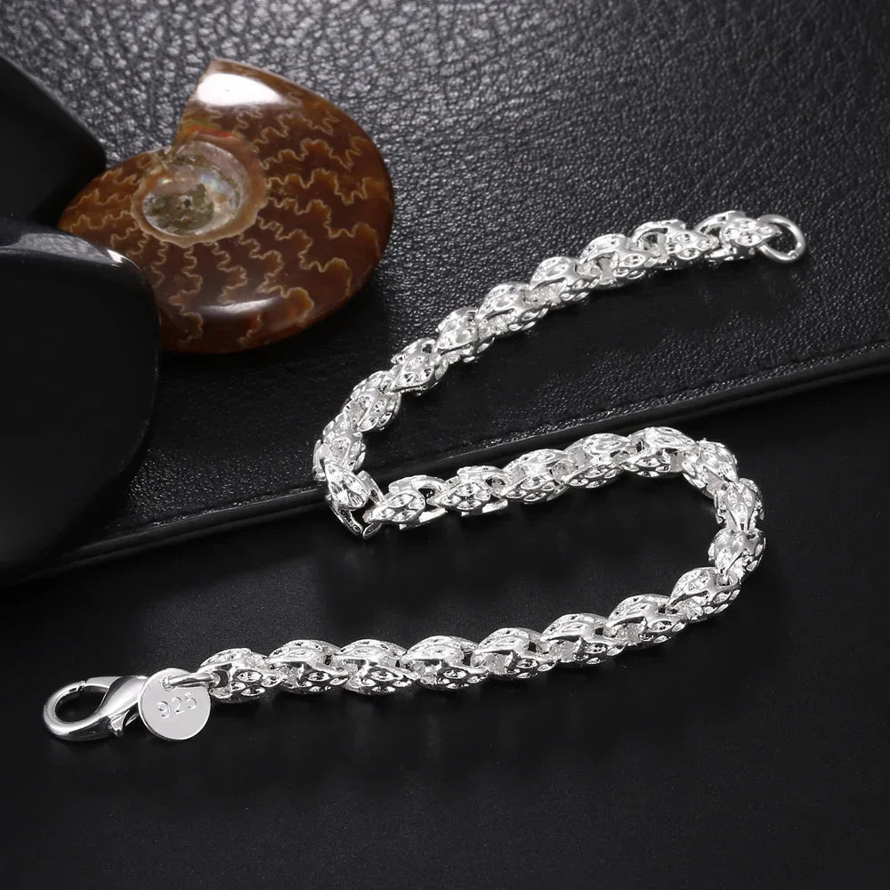 Fine 925 Sterling Silver Solid Chain Bracelet