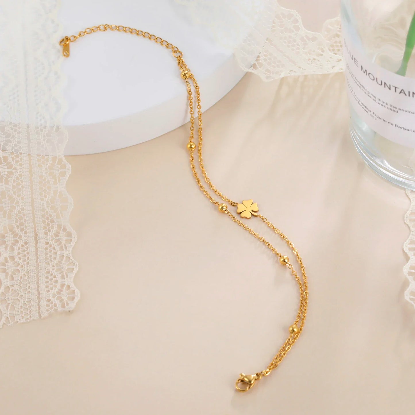 Skyrim Four-Leaf Clover Silver Anklet