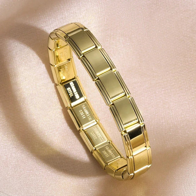 Italian Charm Stainless Steel Elastic Modular Bracelet