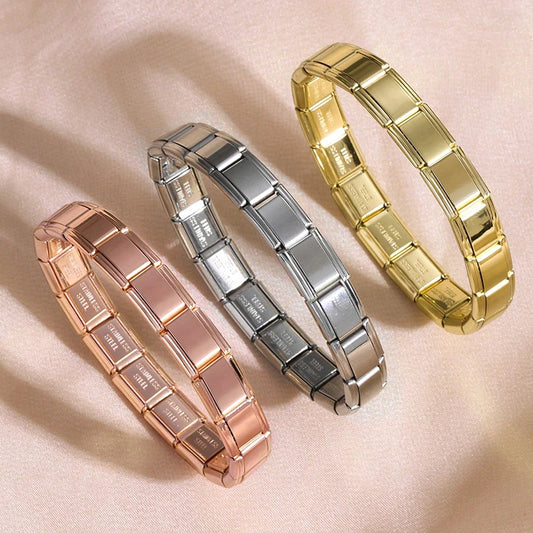 Italian Charm Stainless Steel Elastic Modular Bracelet