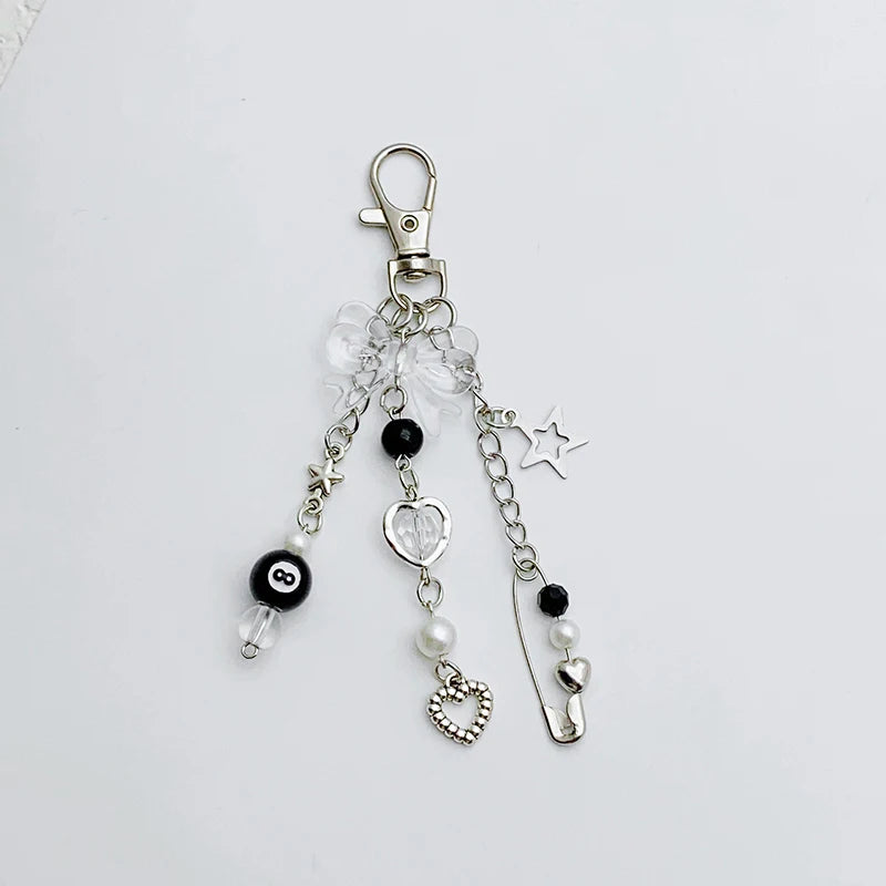 Handmade Edgy Black & White Dice Keychain