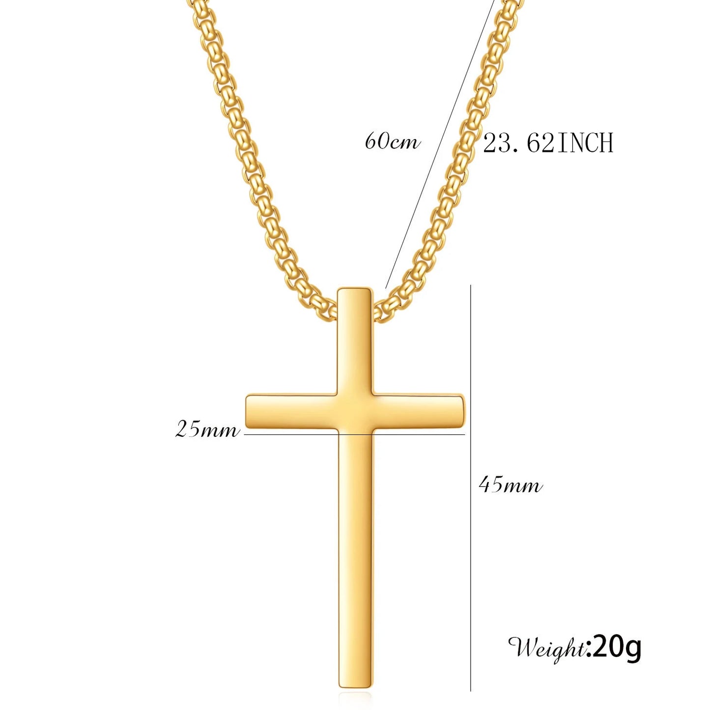 Waterproof Stainless Steel Cross Necklace for Men and Women