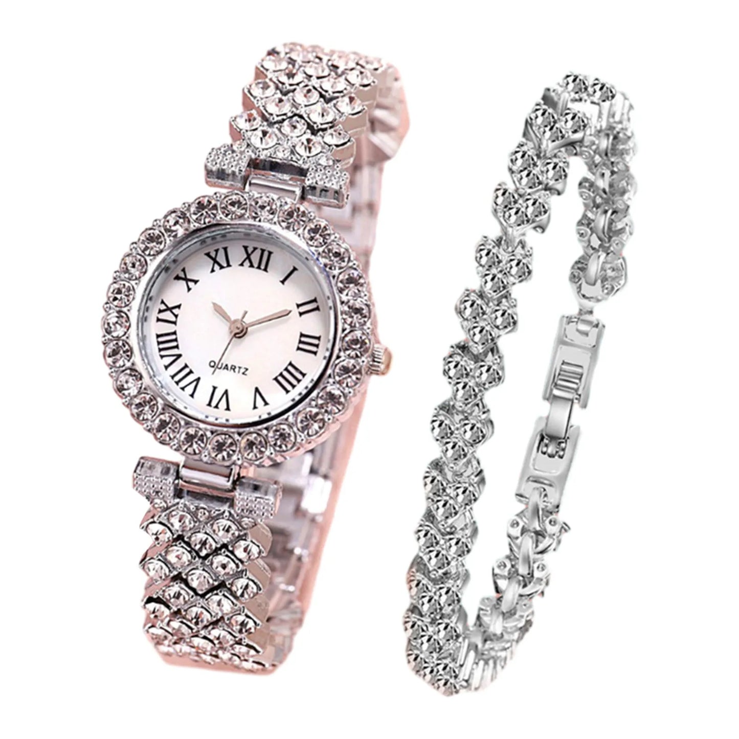 Luxury Rhinestone Bracelet Watch Set for Women