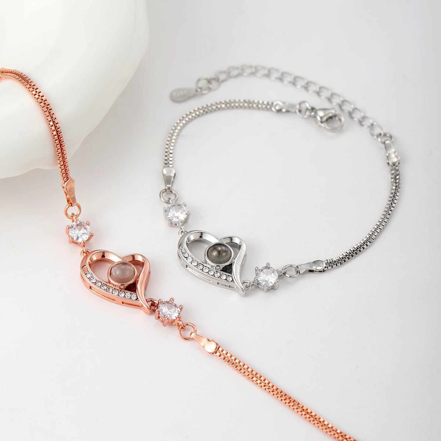 Custom Photo Projection Bracelet 925 Silver Picture Inside