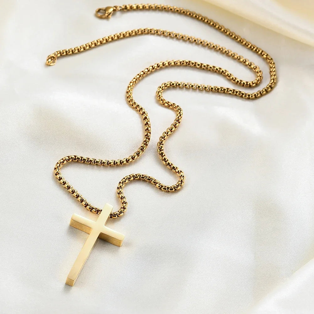 Waterproof Stainless Steel Cross Necklace for Men and Women
