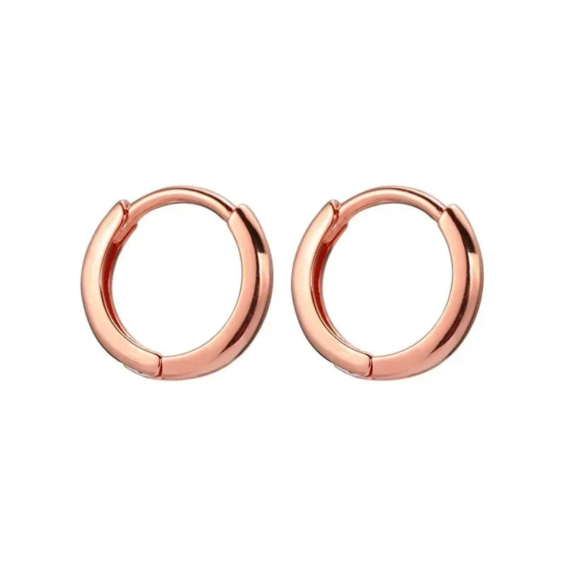 2pcs Gold Color Tiny Hoop Earrings for Women & Men
