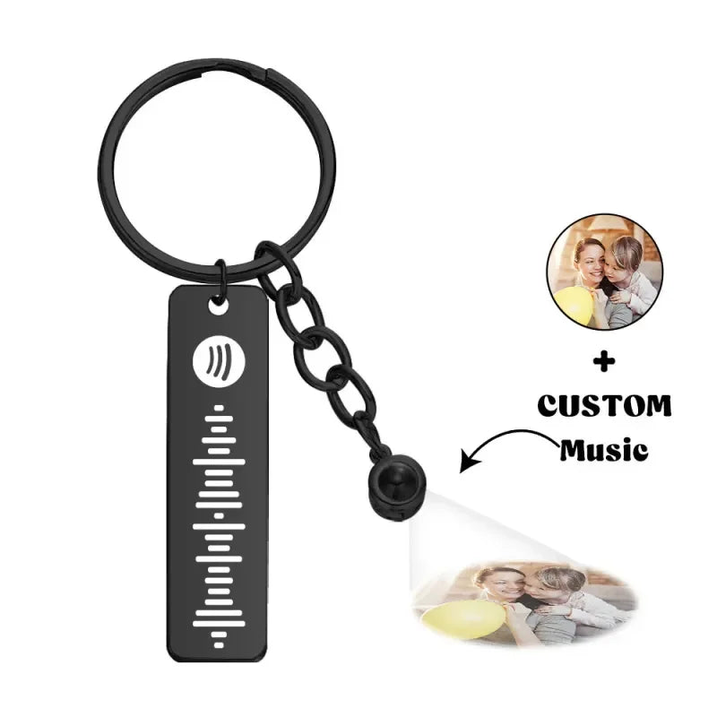 Personalized Music Code Photo Projection Keychain
