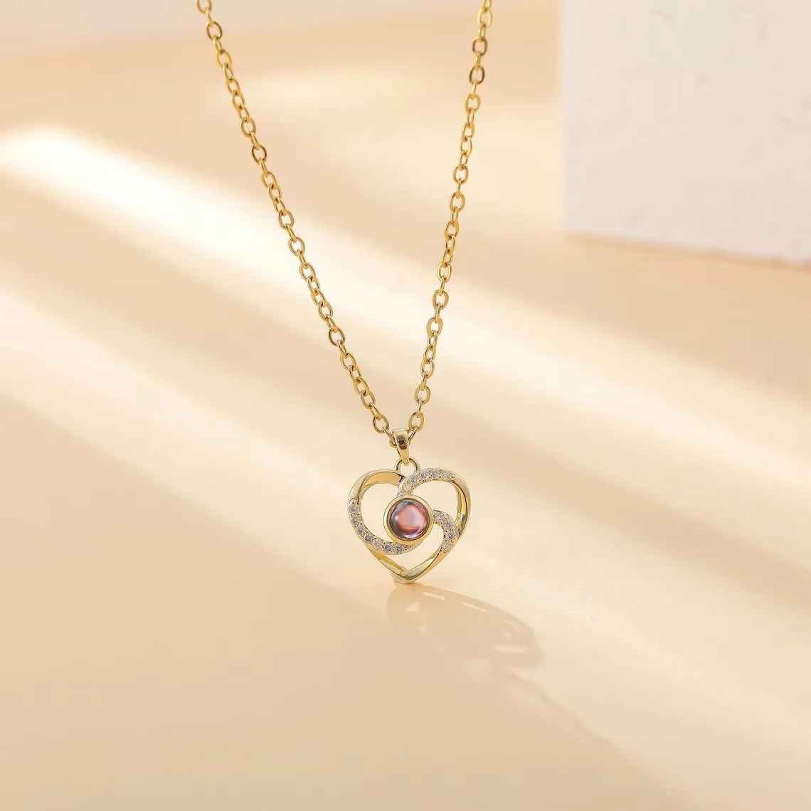 Personalized Heart Projection Necklace Custom Photo Memorial Jewelry Gift