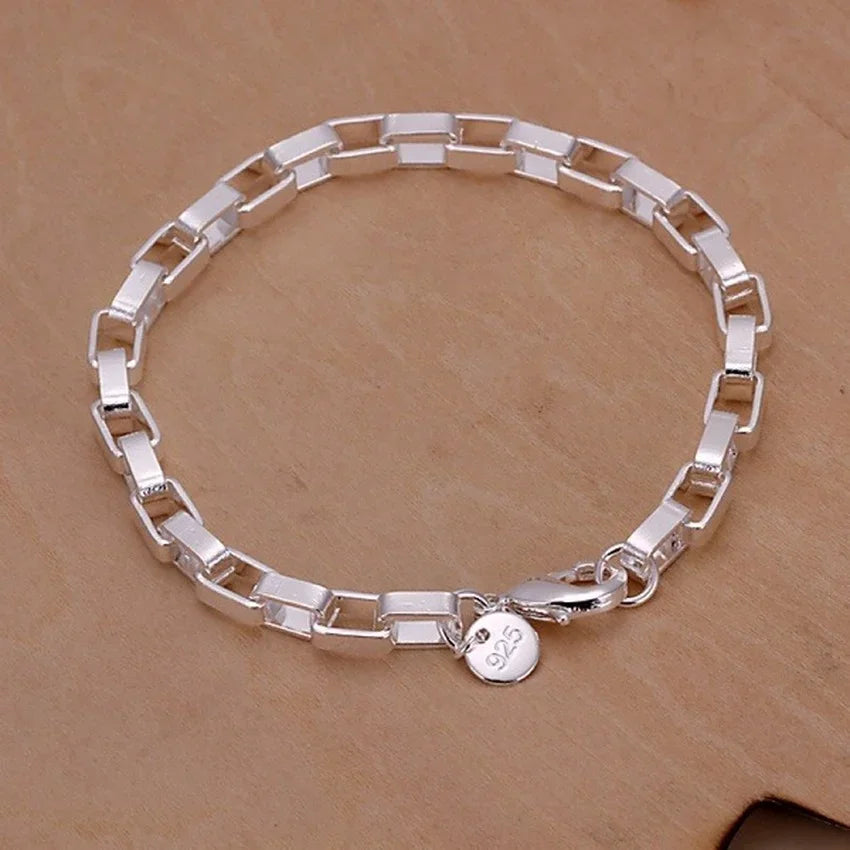 Fine 925 Sterling Silver Solid Chain Bracelet