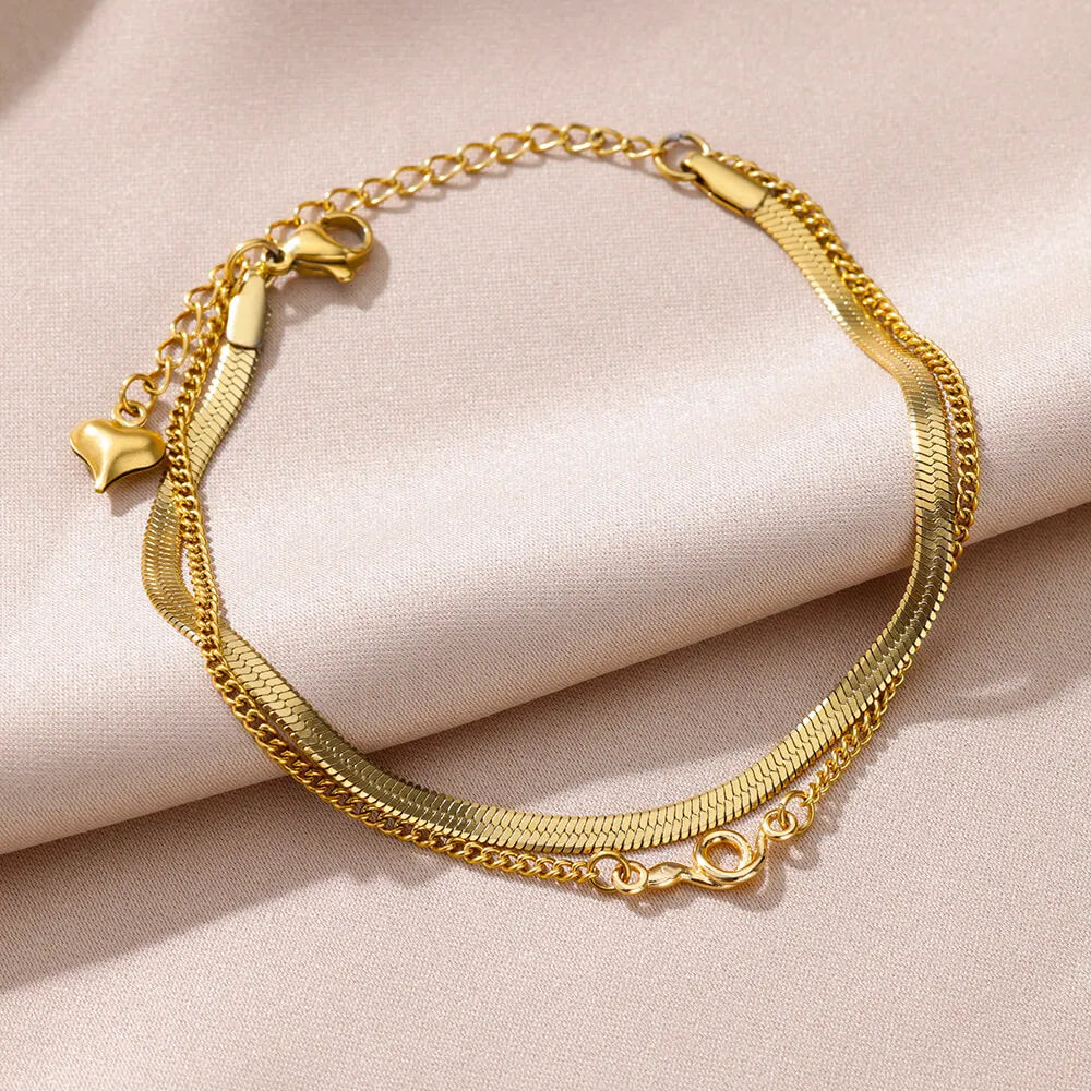 Snake Double Layer Stainless Steel Anklet