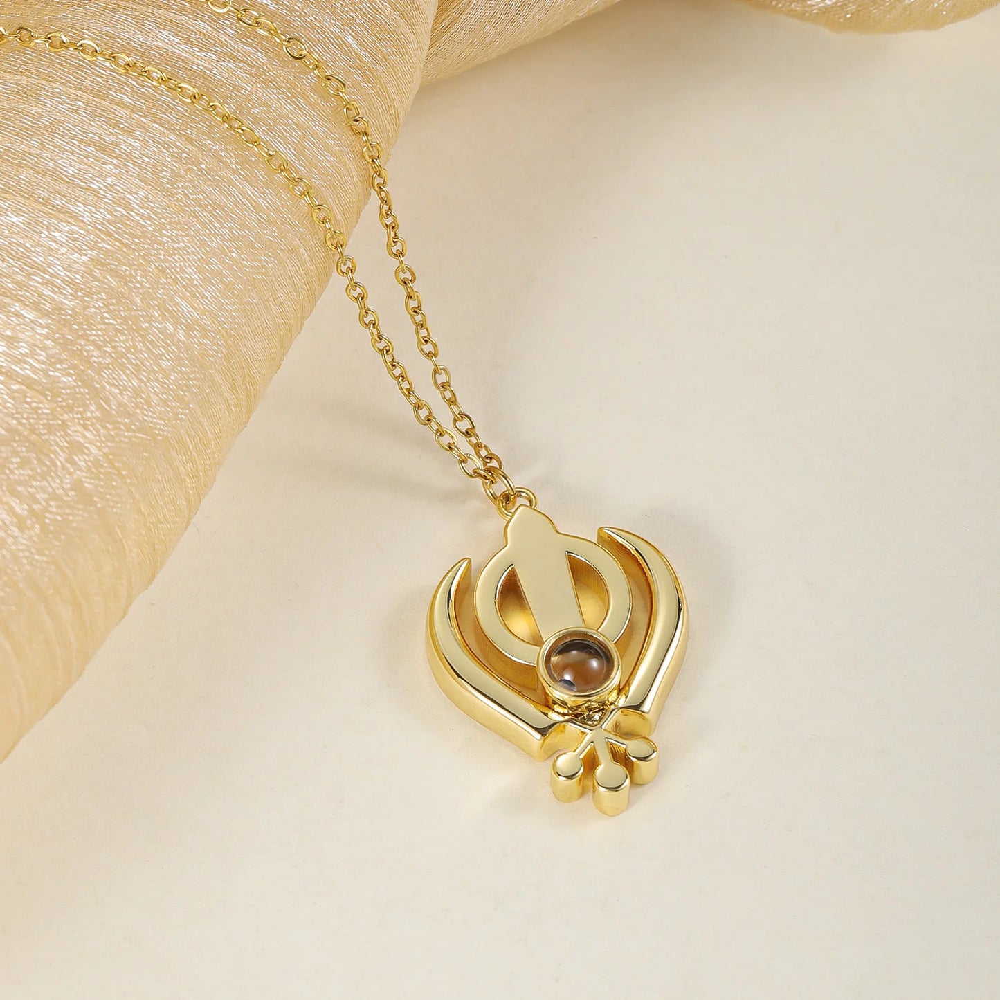 Personalized Projection Necklace Custom Sikhism Symbol