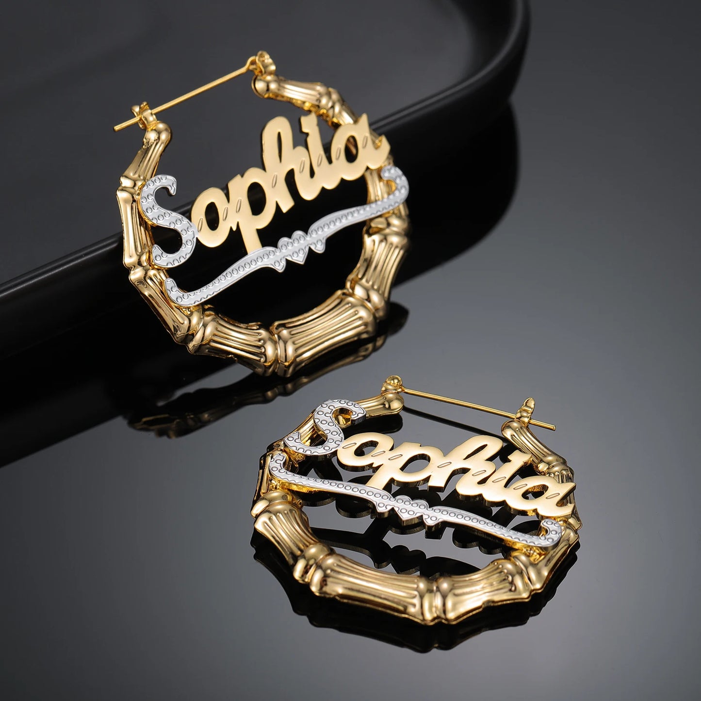 Custom Name Hoop Earrings for Women – 18K Gold Plated Stainless Steel