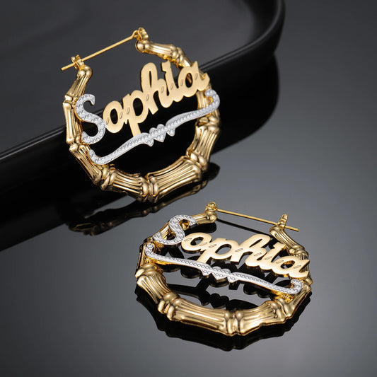 Custom Name Hoop Earrings for Women – 18K Gold Plated Stainless Steel