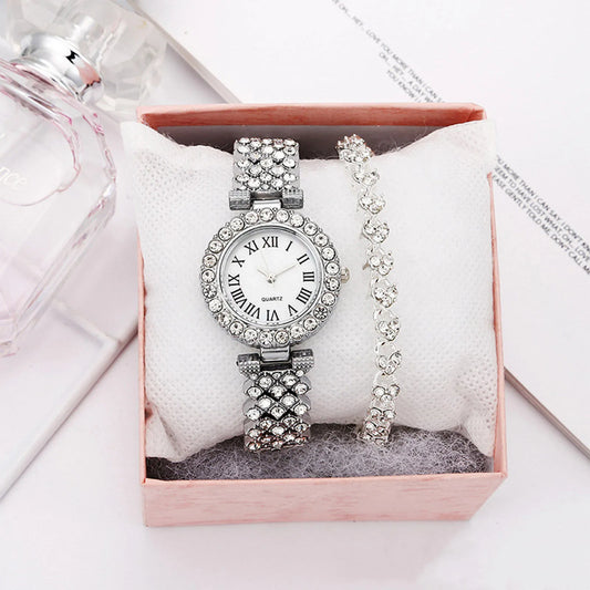 Luxury Rhinestone Bracelet Watch Set for Women