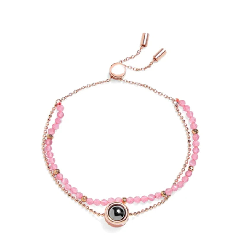 Personalized Photo Projection Bracelet Colorful Natural Crystal Stone Beads