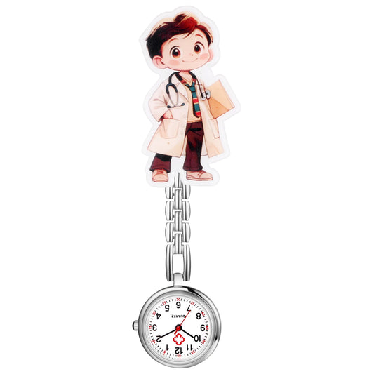 Analog Quartz Nurse Fob Watch with Cartoon Acrylic Face