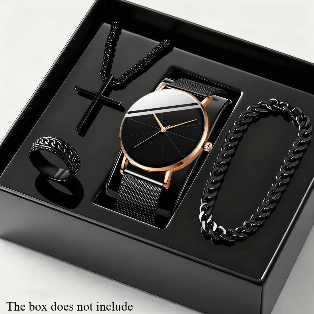 4-Piece Men’s Quartz Watch & Bracelet Set