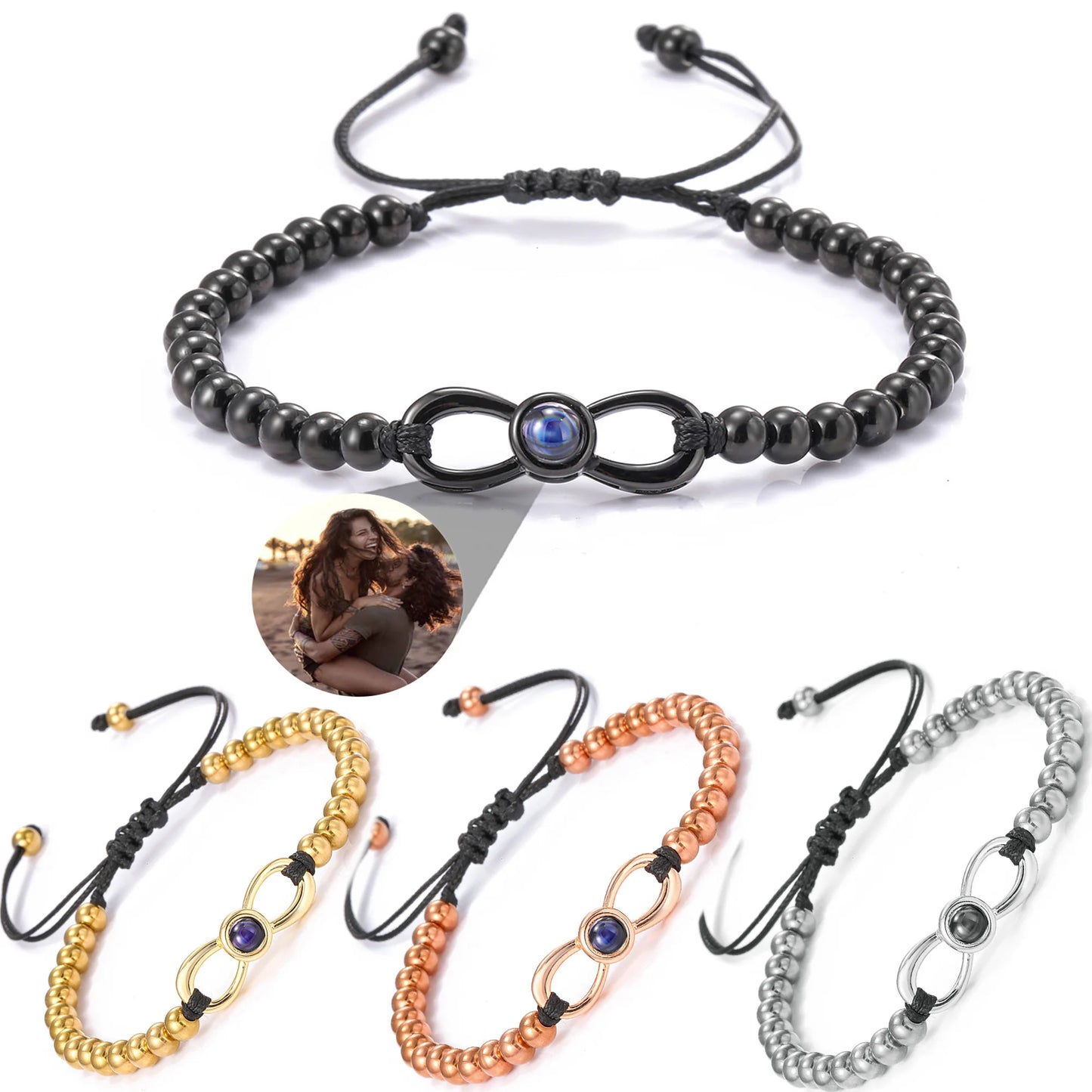 New Infinity Memory Photo Projection Bracelet – Custom Picture Keepsake for Loved Ones