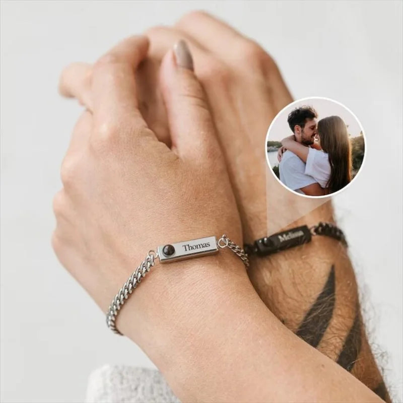 Personalized Stainless Steel Photo Projection Bracelet