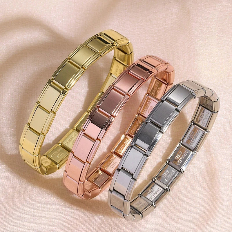 Italian Charm Stainless Steel Elastic Modular Bracelet