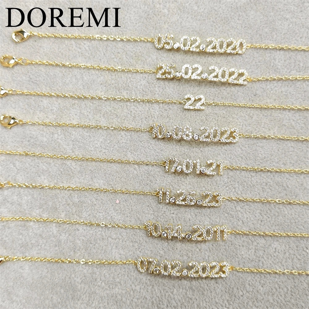 Custom Name Date Bracelet Crystal Birthstone