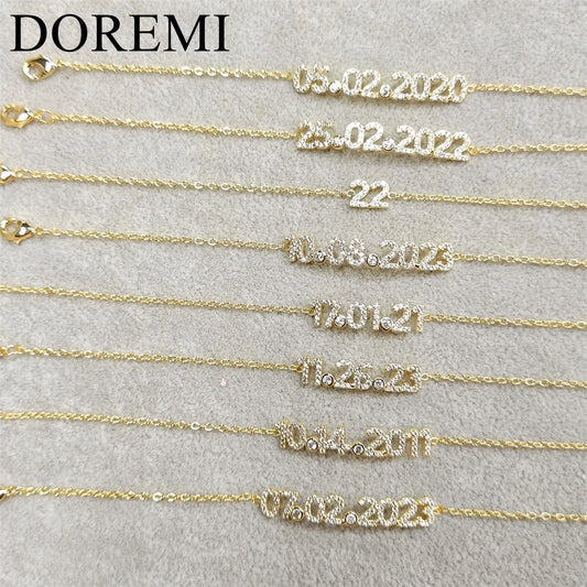Custom Name Date Bracelet Crystal Birthstone