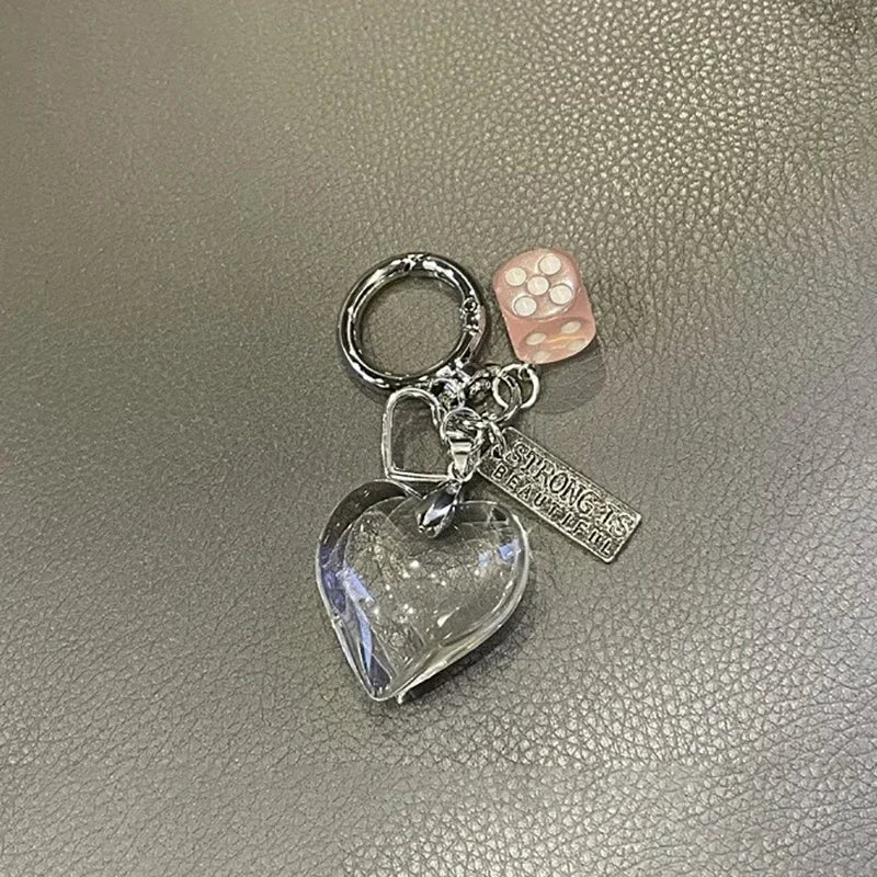 Handmade Edgy Black & White Dice Keychain