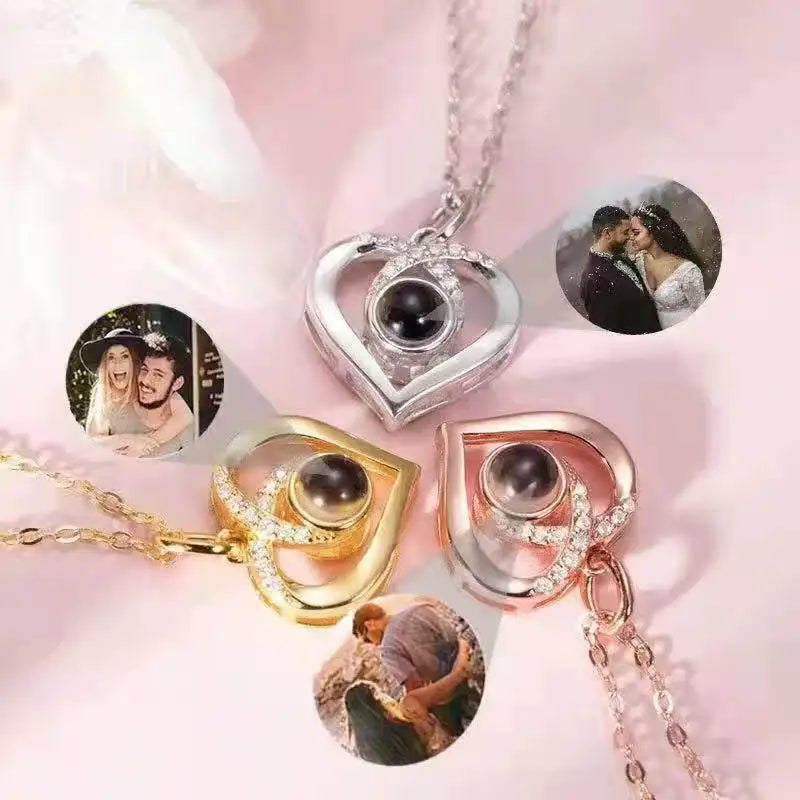 Custom Heart Projection Necklace – Personalized Photo Memory Gift