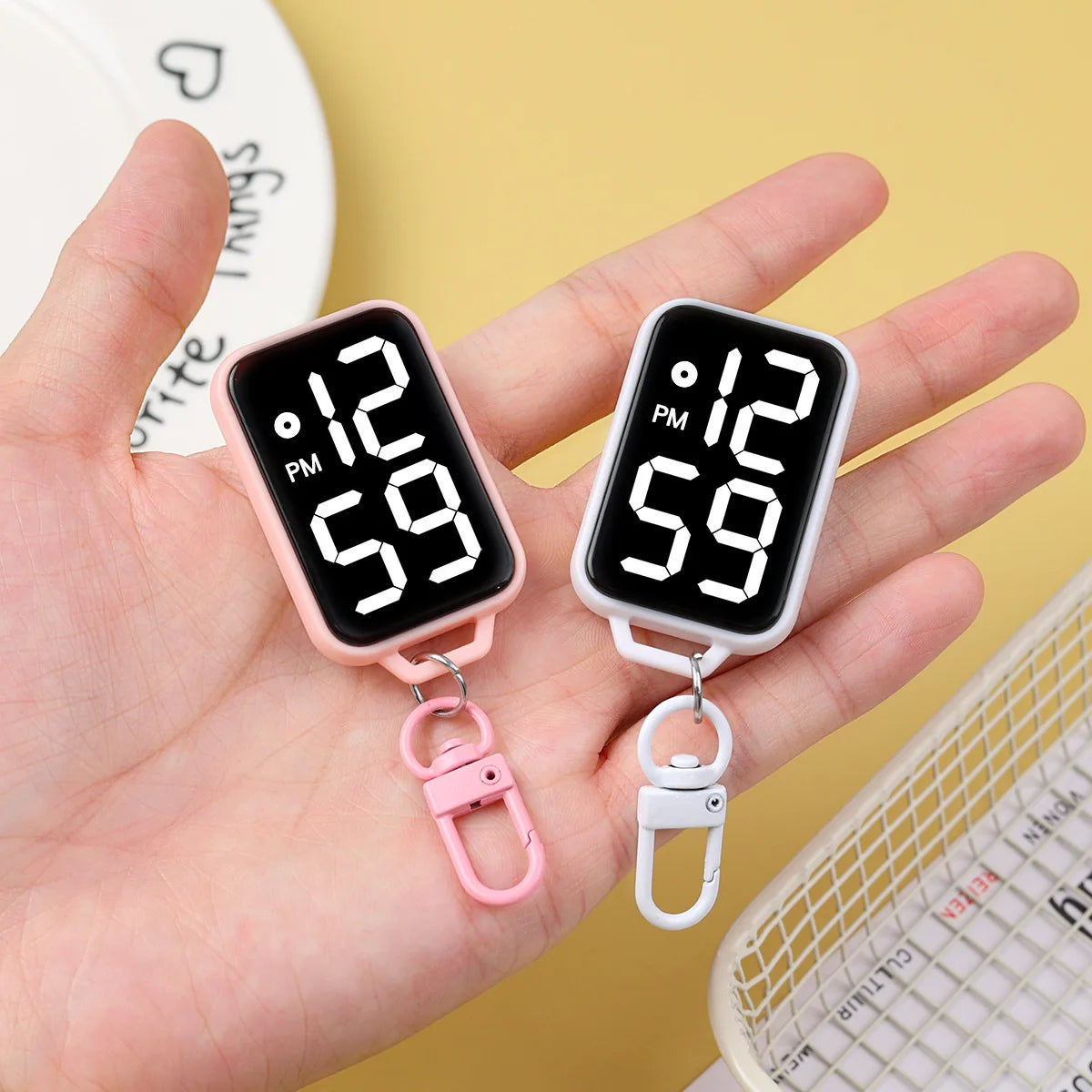 LED Digital Keychain Pocket Watch