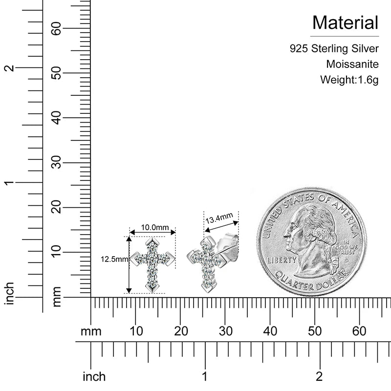 Moissanite Skeleton Cross Earrings