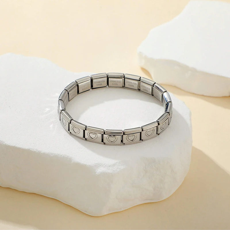 Italian Charm Stainless Steel Elastic Modular Bracelet