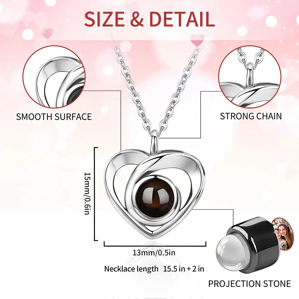 Custom Pet Paw Photo Projection Necklace