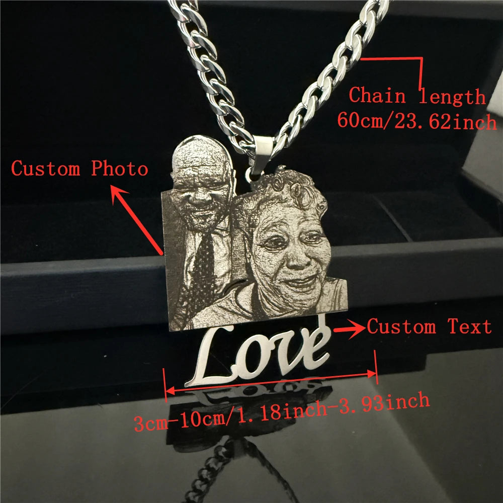 Engraved Personalized Stainless Steel Photo Necklace