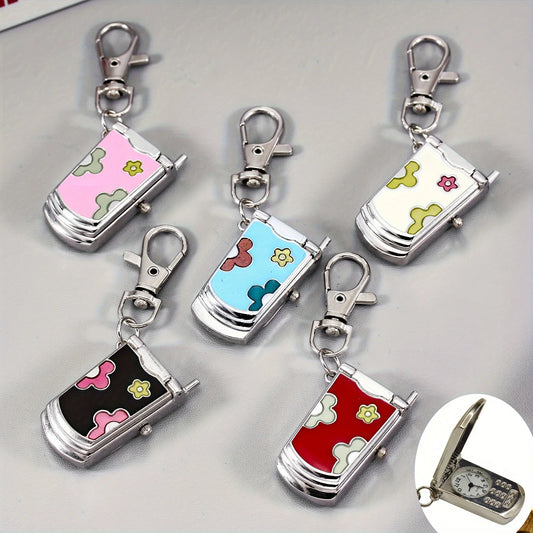 Retro Flip Phone Keychain Watch