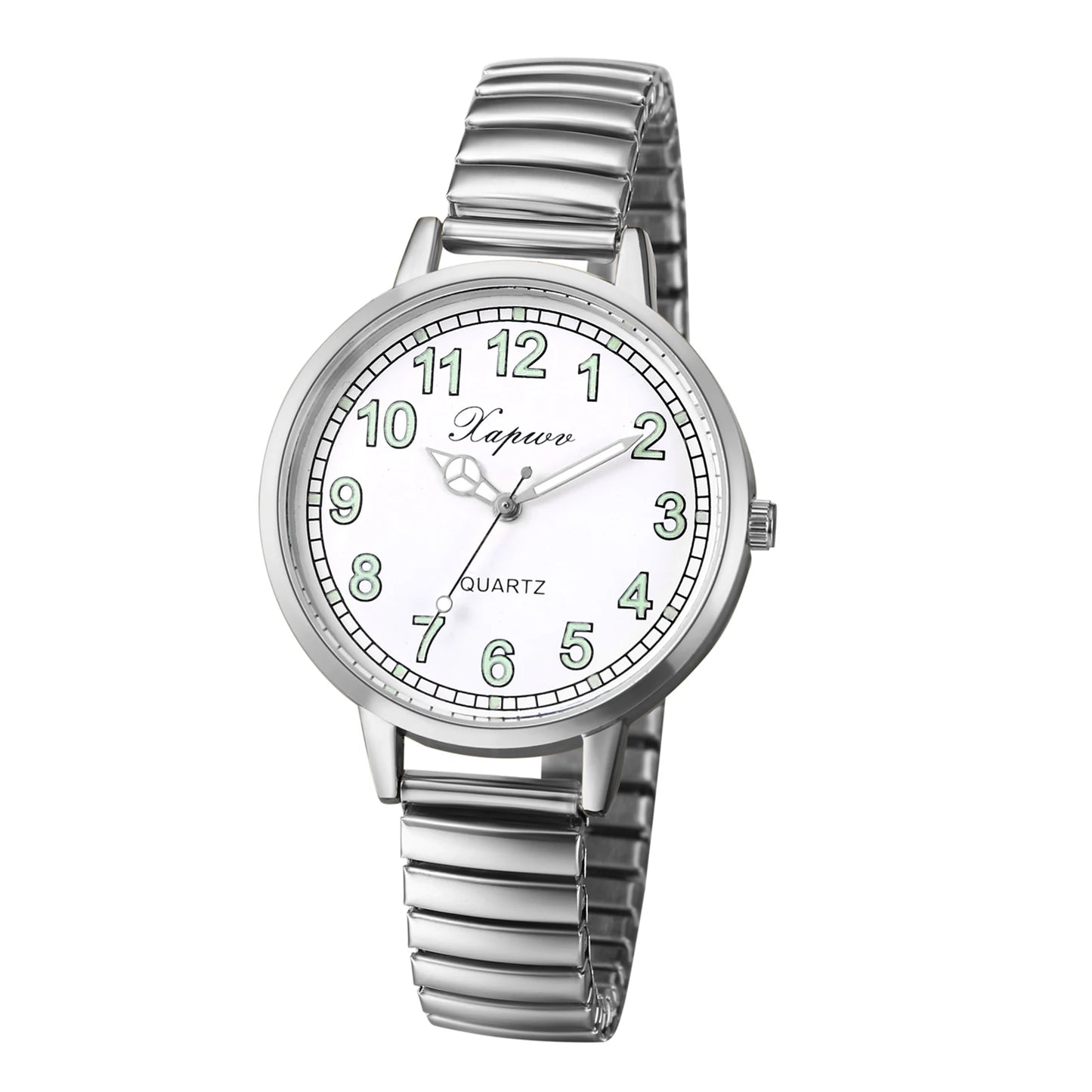 Elastic Stainless Steel Women’s Waterproof Watch with Luminous Hands