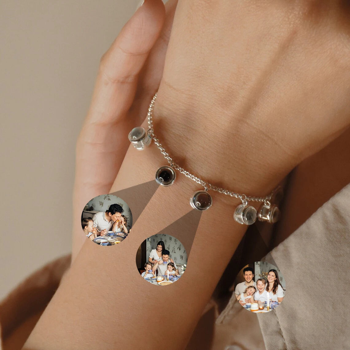 Custom Multi-Photo Projection Bracelet  Personalized Gift for Women
